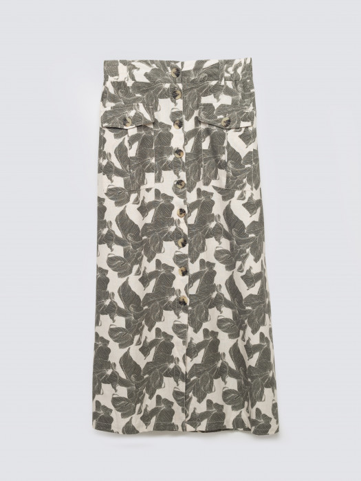 Biela midi sukňa so vzorom ROLIANA 000